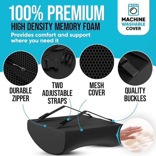 Ergonomisk Lændepude - Memory Foam - Ryglæn - Lændestøtte - Lindrer Træthed - Til Bil, Kontorstol, Sofa og Seng - Bilpude