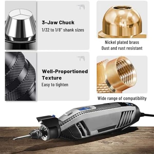 12 Pieces Drill Chuck Adapters, 4486 Drill Chuck, 4485 Collets, Brass Chuck Heads, Keyless Drill Chuck with Box