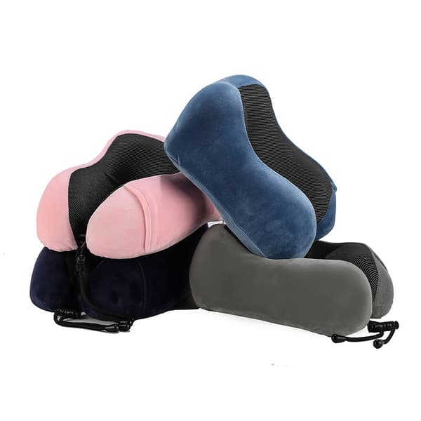 Grå Rejsepude, Memory Foam Rejsepude, Ergonomisk Rejsepude til Fly og Tog