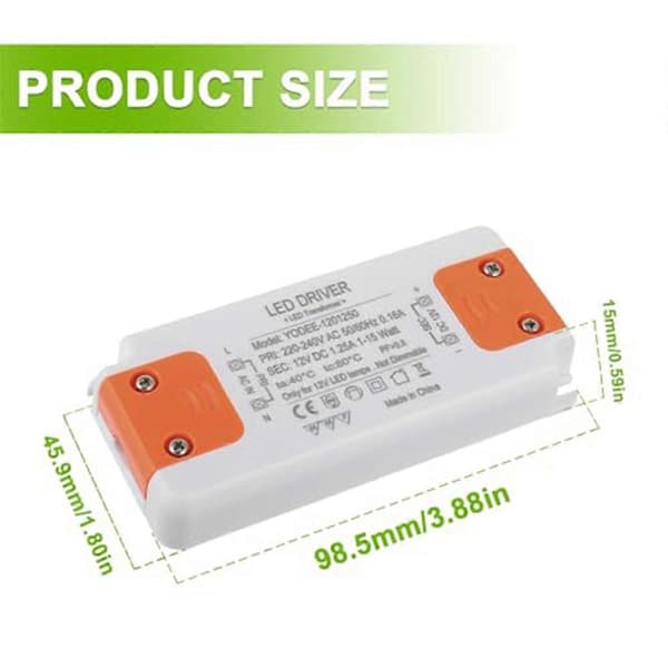 12V 15W LED-transformator LED lavspenningstransformator Stillegående LED-driver Strømforsyning for G4 MR16 MR1