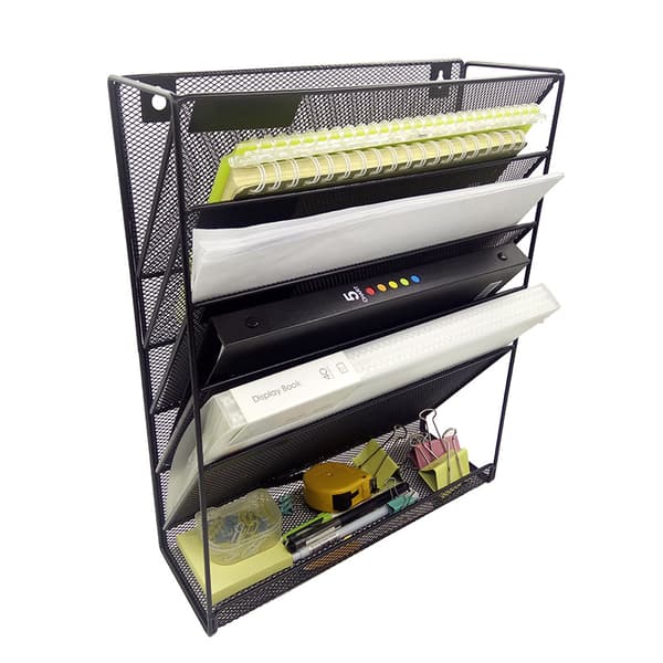 Simple Home Goods 6-lags vægmonteret arkivbakke-organizer, sort