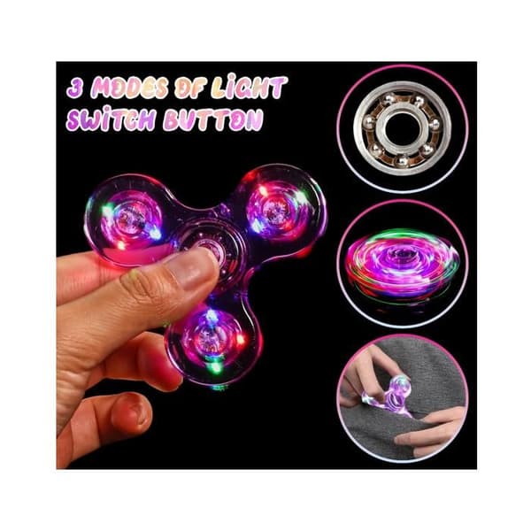 2 st Fidget Spinner LED Kristall Ljus-upp Hand Spinner Sensorisk Leksak Fidget Leksaker Anti-Stress ADHD för Barn Blå och Lila[YJD]