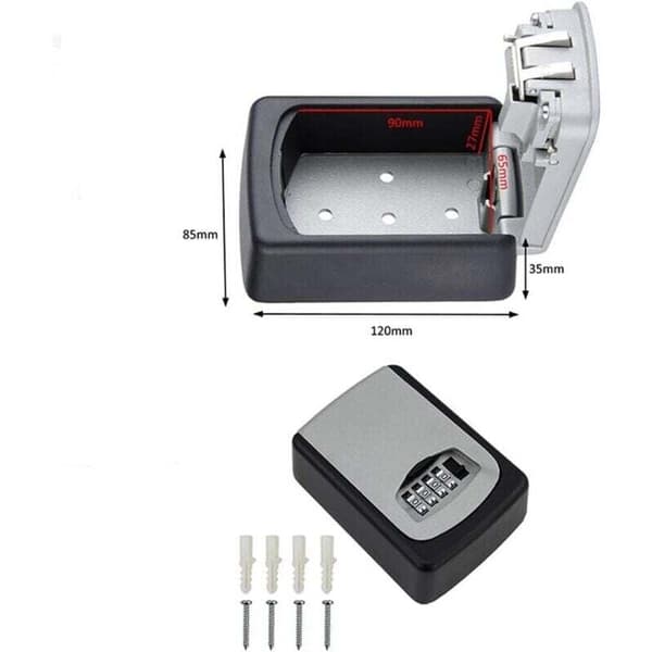 Outdoor Security Key Box, Wall Mounted Key Box with 4-Digit Code, 5 Key Security Storage Key Holder, for Home Garage School.