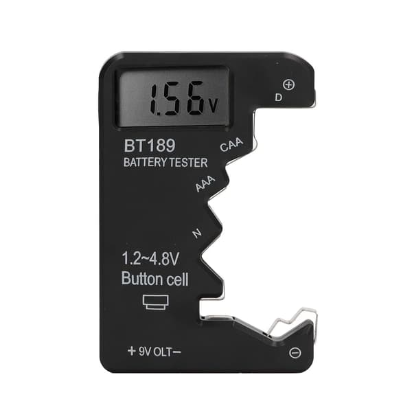 Batteritester, Universal Batteri Checker Lille Batteritester til C, AA, AAA, D, N, 9V, 6F22 Batteri 1.5V 3V Knapbatteri, Sort