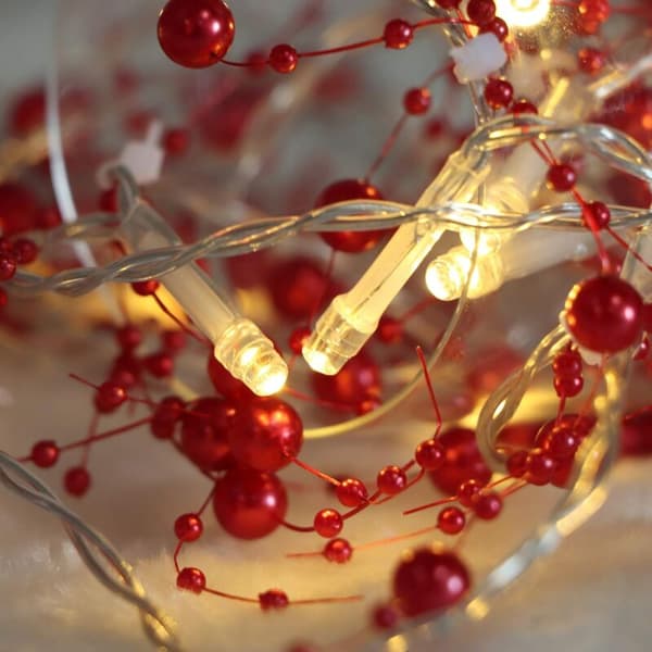 Red Berry String Lights LED Alla hjärtans dag Berry String Dekorationer för påsk Bröllop Flickrum Batteridriven