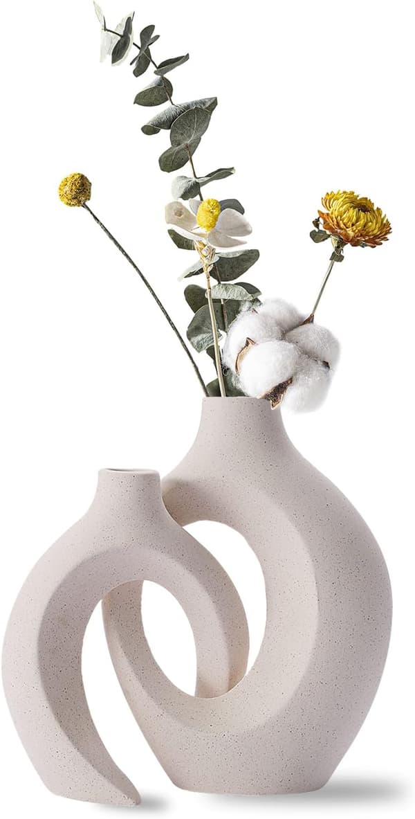 Ceramic Vase, Designer Vase, White Flower Vase, Modern Table Vase