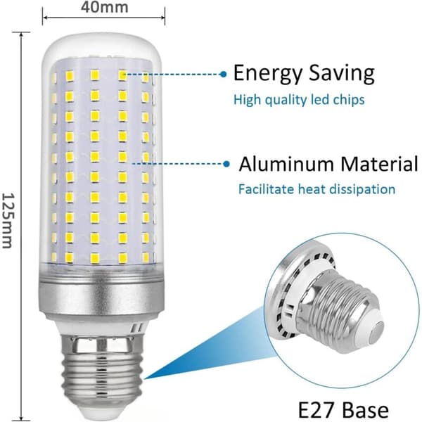 E27 Corn Shaped LED Bulb 30W, AC175-265V, Cool White 6000K 2500LM, Non-Dimmable, Equivalent to 300W Halogen Lamp, LED Corn Lamp for Chandeliers, Ceiling