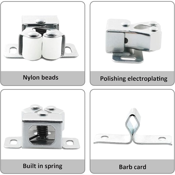12 Pieces - Galvanized Double Ball Door Catches - High Quality - Durable - Practical