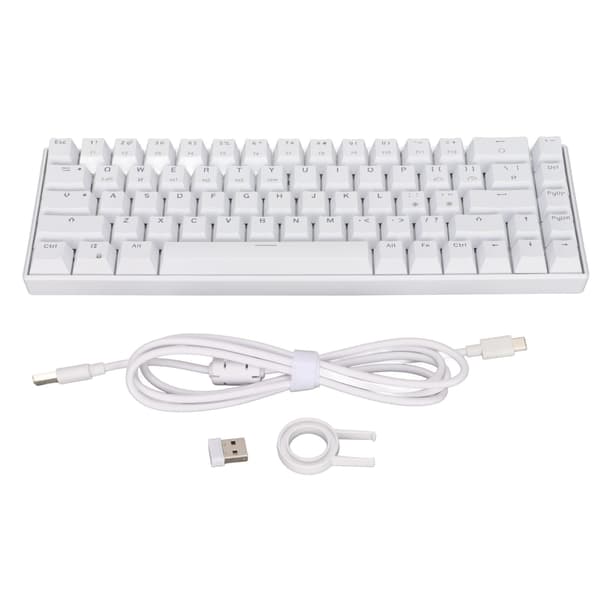 Wireless 2.4G Mechanical Keyboard White 68 Keys Fast Response Wireless Gaming Keyboard for Windows for Android for IOS Black Switch