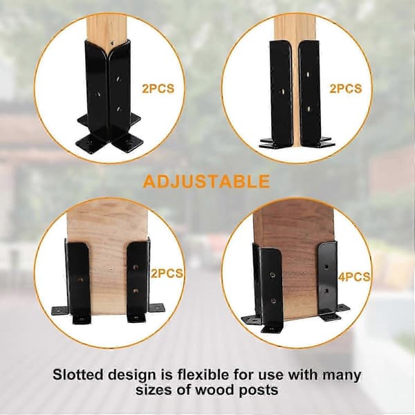 Adjustable Deck Post Bases, Set of 4 Post Foot Brackets, Pergola Brackets for 38x38/50x50/50x101/101x101 mm Posts, Deck Railing, Mailbox