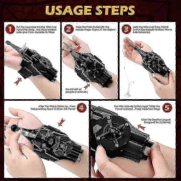 Barn Web Shooters Spider Silk Launcher - USB-lading Tau Superhelt Cosplay Armbeskytter (bp Blå Blue