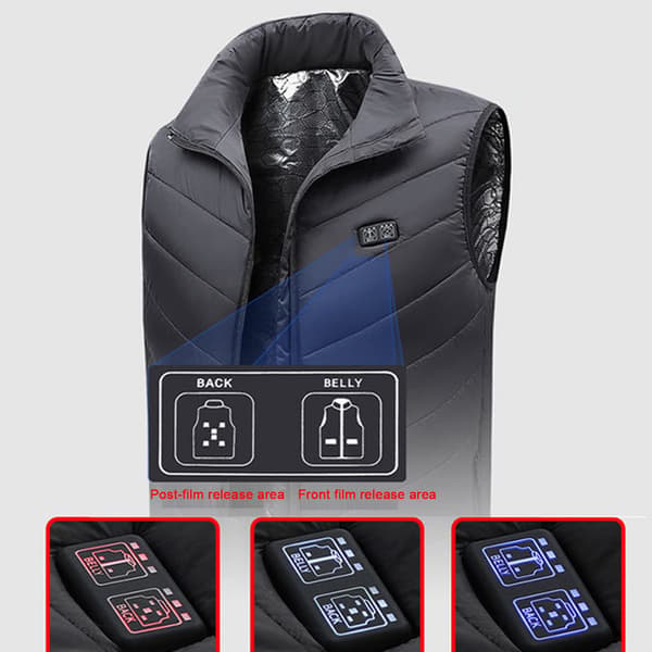 Varmevest med 9 varmezoner, vaskbar, sort XL XL