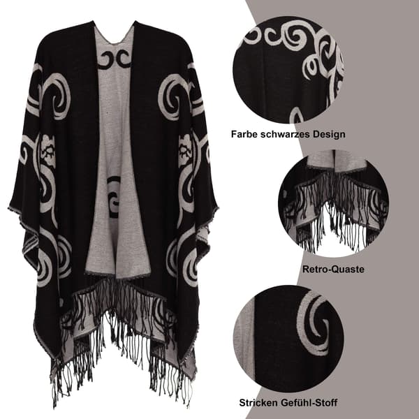 Poncho-sjal til kvinder, vintercardigan, overdimensioneret cape, elegant poncho til kvinder, kappe, varm gave til mor