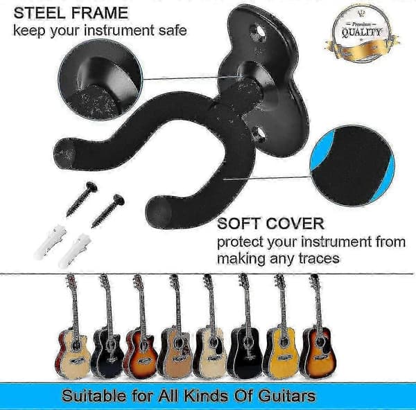 Set med 3 akustiska elektriska gitarr väggfästen bas ukulele klassiskt gitarrställ