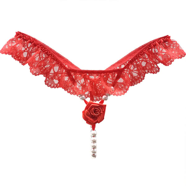 Nya pärlor rosenutsmyckning stringbroderade trosor kvinnor röd Red