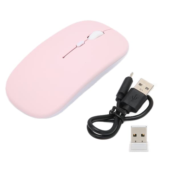 Wireless Mouse Smart Mini Portable 2.4G Cordless Mouse with Receiver Charging Cable for Office Laptop Computer Tablet Pink Dual Mode