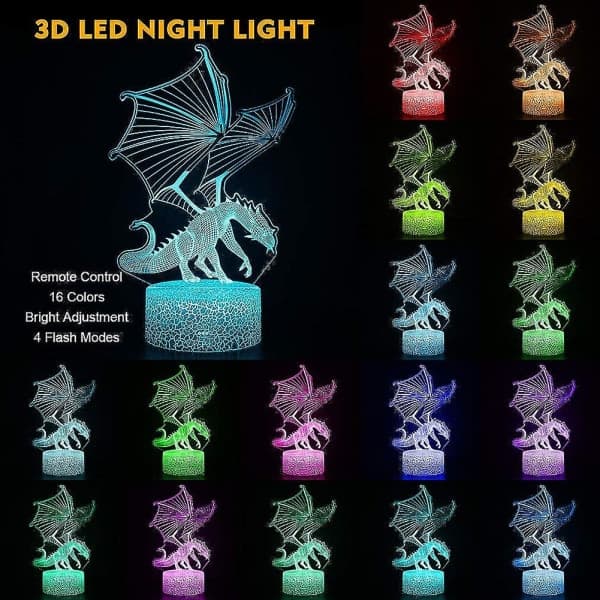 Dragon Lamp - Flying Dragon Night Light, Remote Control and 16 Color Illusion