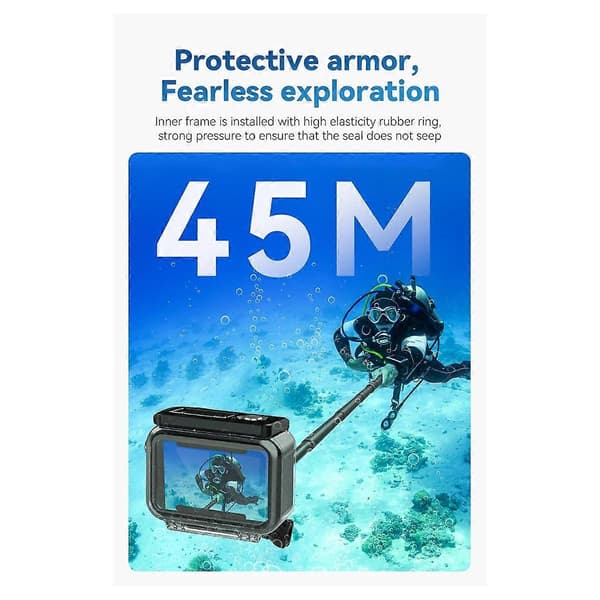 45M Action Camera Waterproof Case for Action 3 4 Underwater Diving Housing Protection