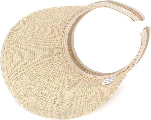 Bredbremmet strandhalm golfsolhatt sommerkeps for kvinner (beige)