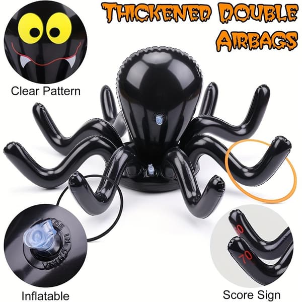 Halloweenfest Oppusteligt Kastespil Sæt - Blæksprutte & Edderkopperinge, Latexmateriale, Perfekt til Festlige Sammenkomster (FMY) 1 stk 1pc