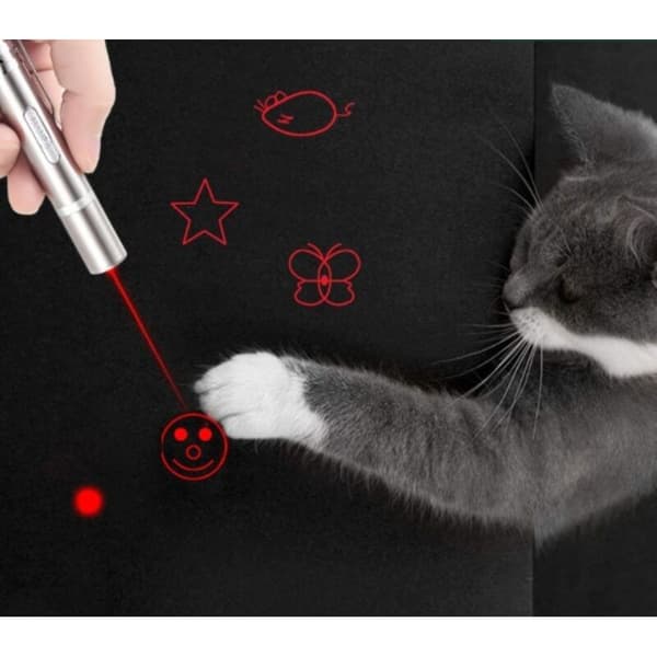 Genopladelig laserkattelegetøj med violet lys kæledyrsdrillepind til katte