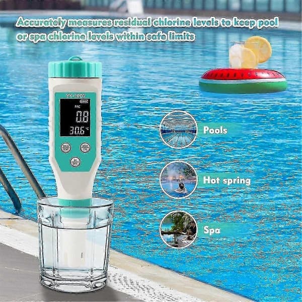 7 I 1 Ph/frit Klor/Orp/Ec/Tds/Salt/Temp Ph-måler Pool Salinitetstester Ip67 Vandtæt [DB]