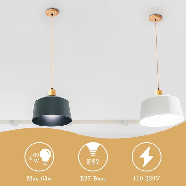 E27 Lampeholder, Loftlampe med Rebkabel Pendellampe Moderne Enkel Træloftlampe, Træfarve