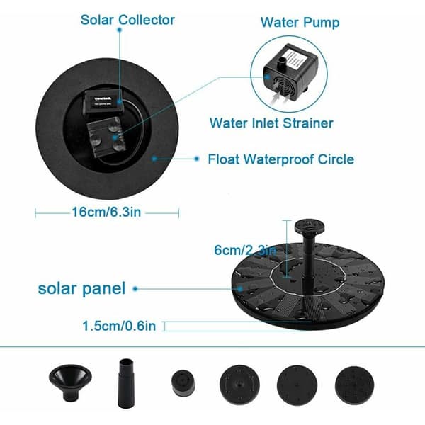 1.4W Solvattenpump för Trädgårdsfontän - Monokristallin Flytande Solpanel