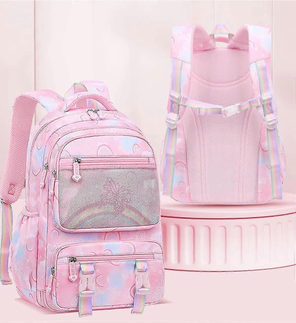 Schoolgirl Backpack Cute Daypack Rainbow Bookbag Pink School Bag