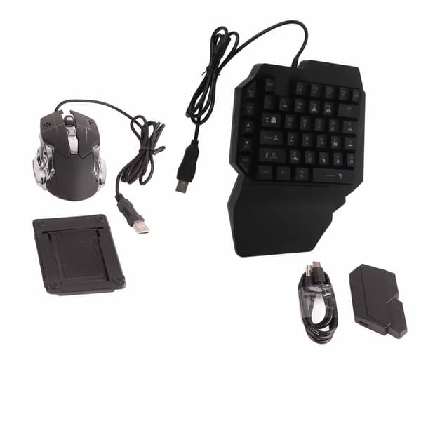 Portable Mini Gaming Keyboard Mouse USB RGB Wrist Rest Half Hand 35 Keys Keyboard Mouse with Converter for Android for IOS