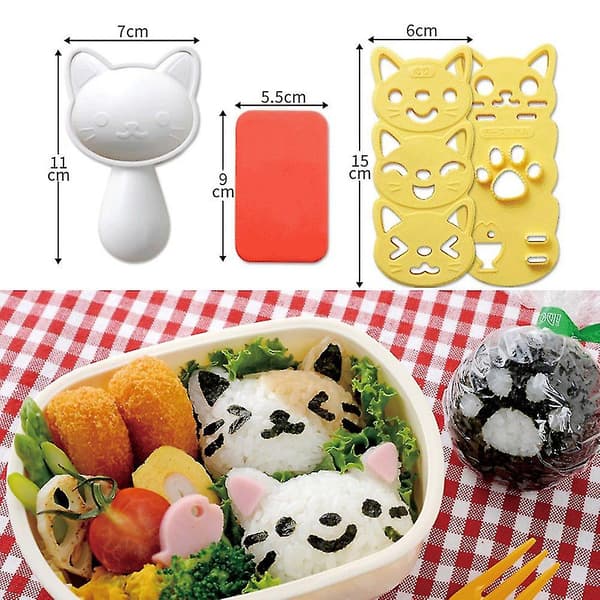 Rice Ball Mold Set, Cute Cat Rice Ball Mold DIY Kitchen Utensils