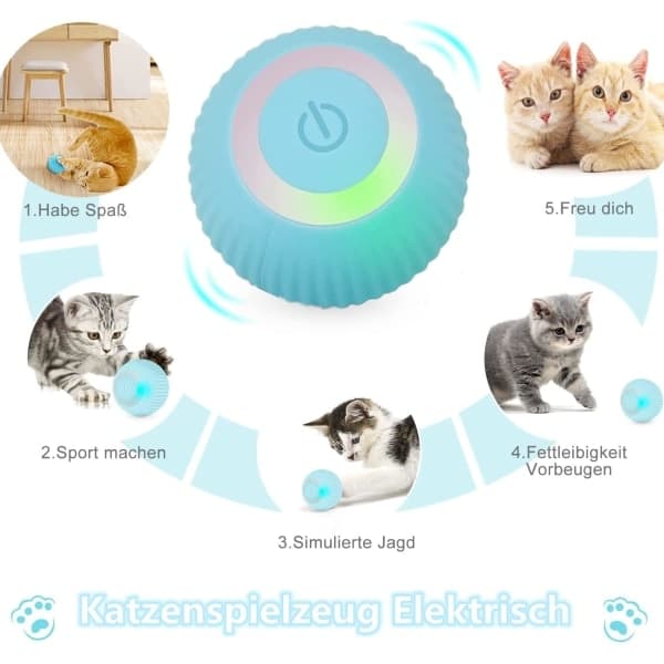 Elektrisk kattelegetøj, interaktivt kattelegetøj, kattebold med LED-lys, U