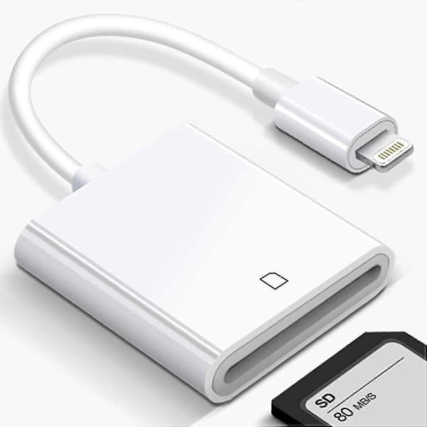 Apple Lightning til SD-kort Kameralæser Adapter Kompatibel med iPhone iPad