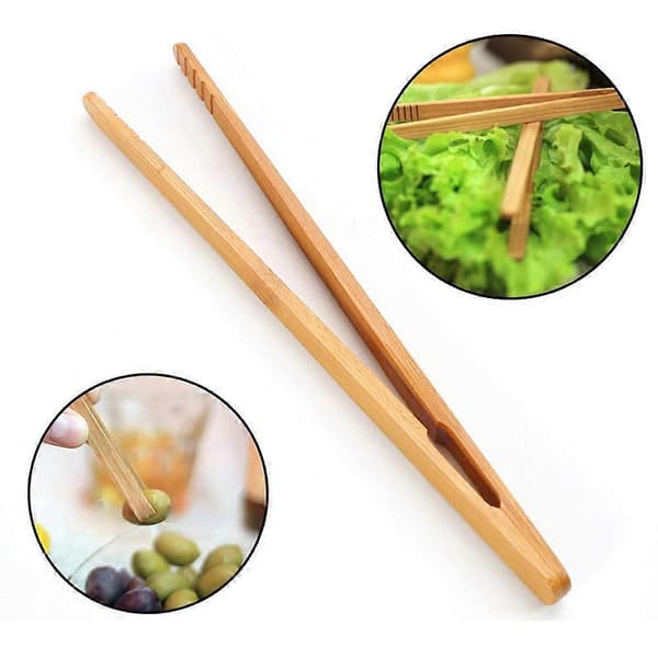 4 st bambu matklämma brödrost salladstårta te pincett klämma tång matlagningsverktyg