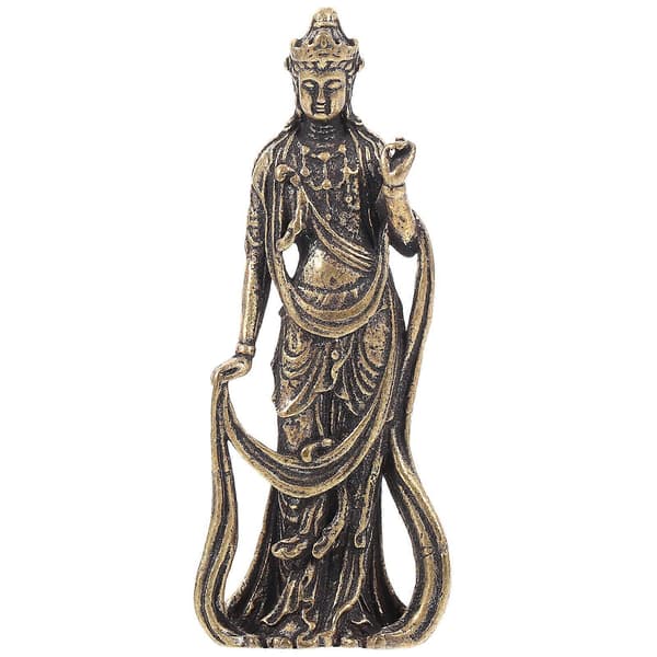 Bodhisattva Skrivebordsdekoration i Messing Messinghåndværk Bodhisattva Statue Messingindretning