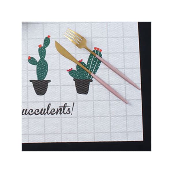 6-piece Printed Placemat, Cactus Pattern Placemat, Table Mat, Waterproof Heat Insulation Pad, Drink Coaster