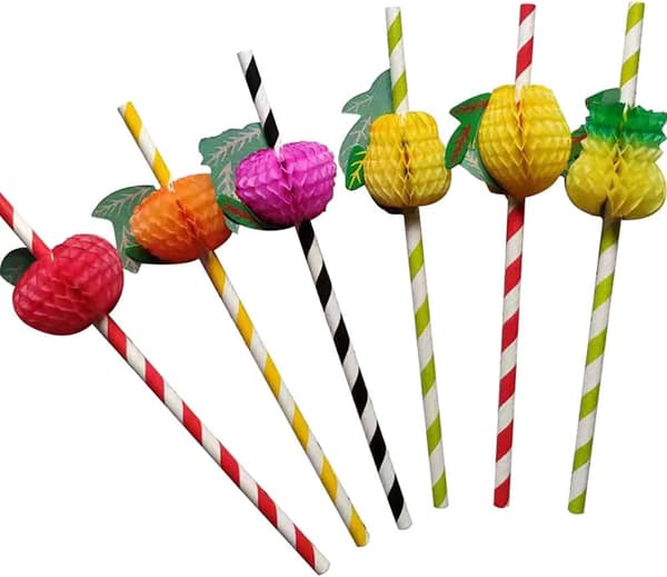Cocktail Straws, 50 Pieces Cocktail Straws, 3D Pineapple Drinking Straws