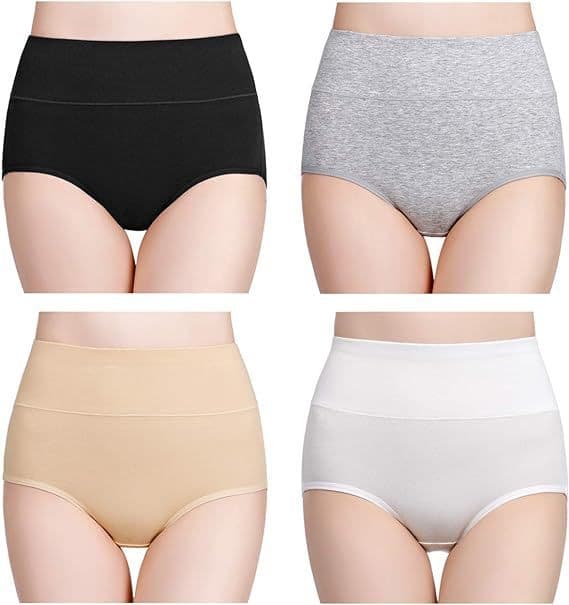 4-pack trosor med hög midja - svart, grå, beige, vit L L
