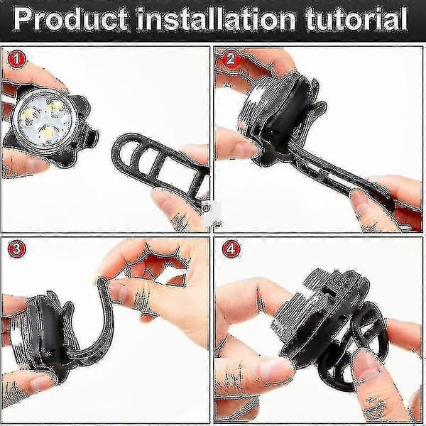 4-pack USB Ladattava Pyöränvalo Set Edessä ja Takana LED Pyörä L...[HsSs]