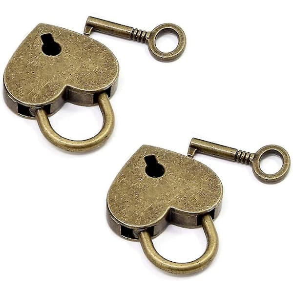 Heart-shaped lock, heart-shaped padlock with key, vintage padlock, mini lock