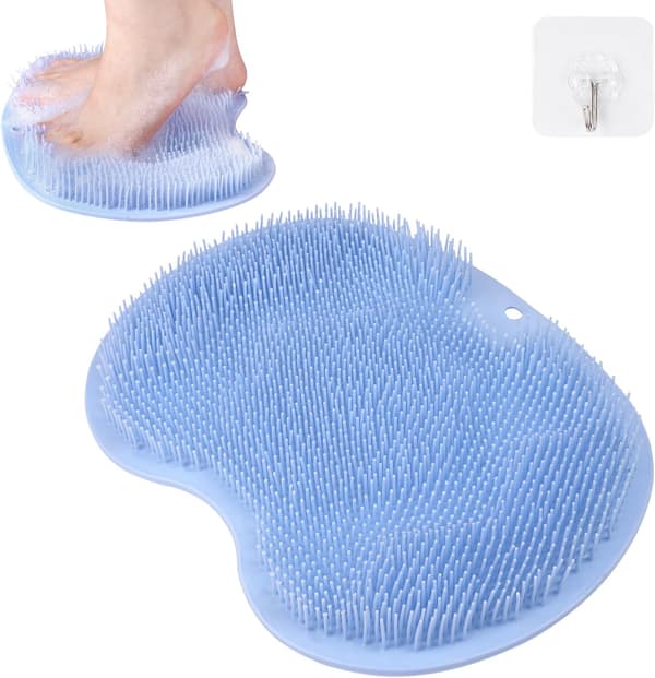 Large Foot Scrubber with Non-Slip Suction Cups for Bath and Massage (Blue)-FX-
