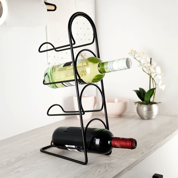 Elegant sort vinstativ til 4 flasker, gulv eller bord 1806 1806