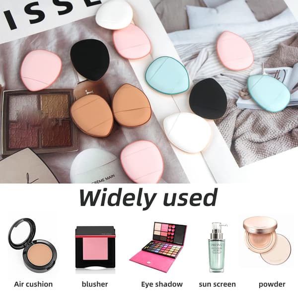 Minipudderputer for fingre, sett med 12 minipudderputer, egnet for foundation, concealer og øyenskygge