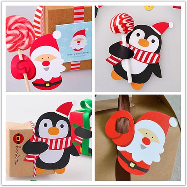 Julenisse Lollipop Pappkort, Julefest Lollipop Klips, DIY