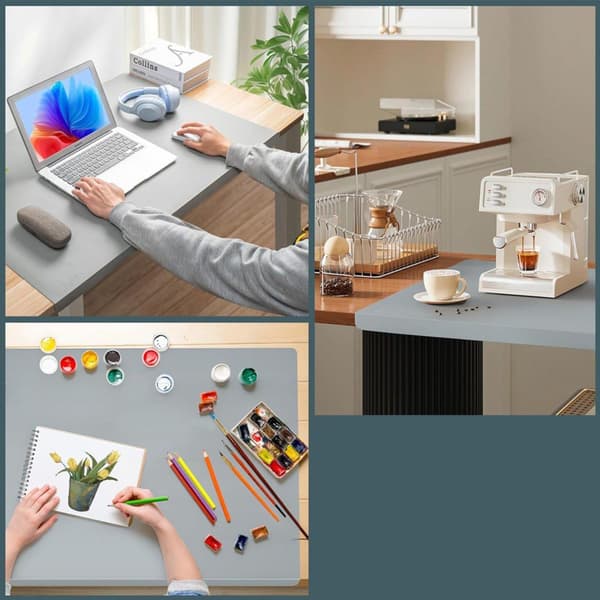 Silicone Edge Protector for Desk 71x50cm - Soft and Safe Edge Guard for Tables and Counters Grey Grey Grey