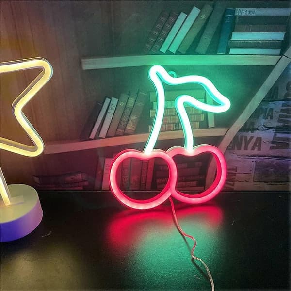 Cherry Hanging Neon Light, USB/Battery Powered for Bedroom Bar Christmas Party