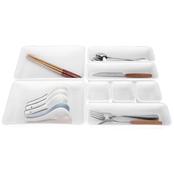 Cutlery Tray | Modular Cutlery Storage Box | Kitchen Organizer White