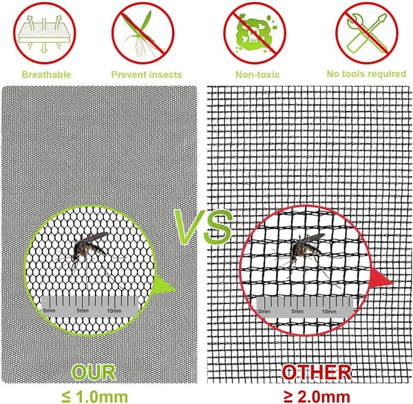 Cuttable Mosquito Net for Windows, Set of 4 Mosquito Net Window Insect Screens, Improved Anti-Insect Fly Screen with Tape Fine Mesh