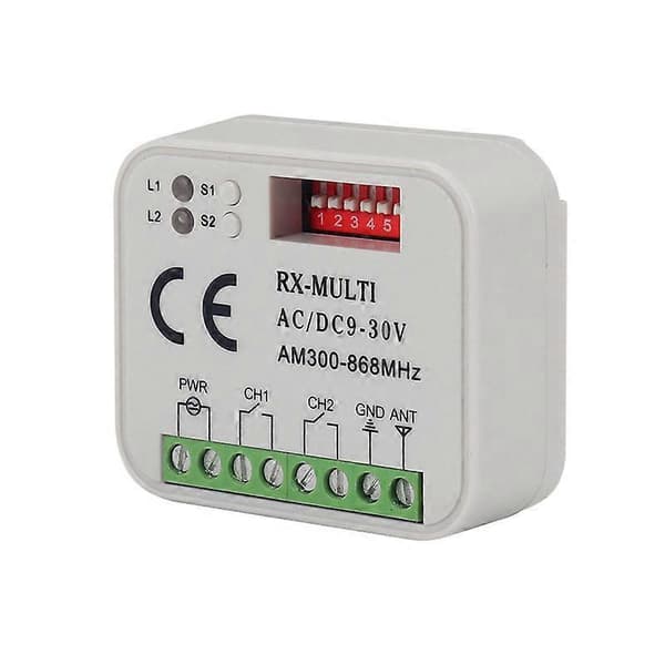 Fjernkontrollbrytermottaker 300-868MHz Universalmottaker 9-30V for Garasjeportkontroll Garasjebryter