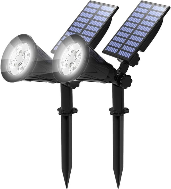 [2-pak] Solcelle LED-belysning, 4 LED-lamper, Vandtæt Udendørs